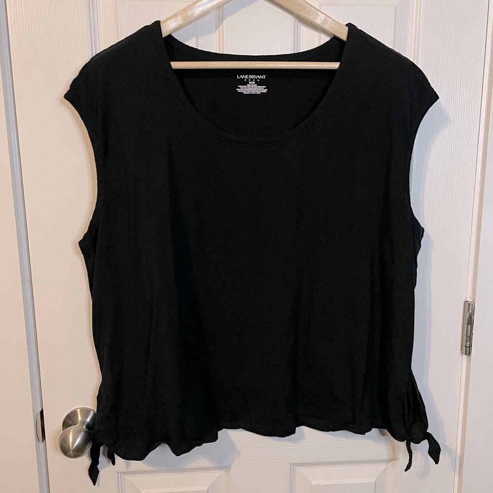 Lane Bryant black sleeveless cotton top w/ side ties plus sz 26/28 - Picture 1 of 6